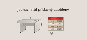 Kancelářský nábytek VLABO OFFICE Select - jednací stůl přídavný zaoblený